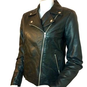 NWOT Faux Leather Black Motorcycle Jacket